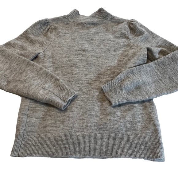 A Loves A Wool Blend Mock Neck Long sleeve Pleated Puff Shoulder S Gray - Picture 4 of 11